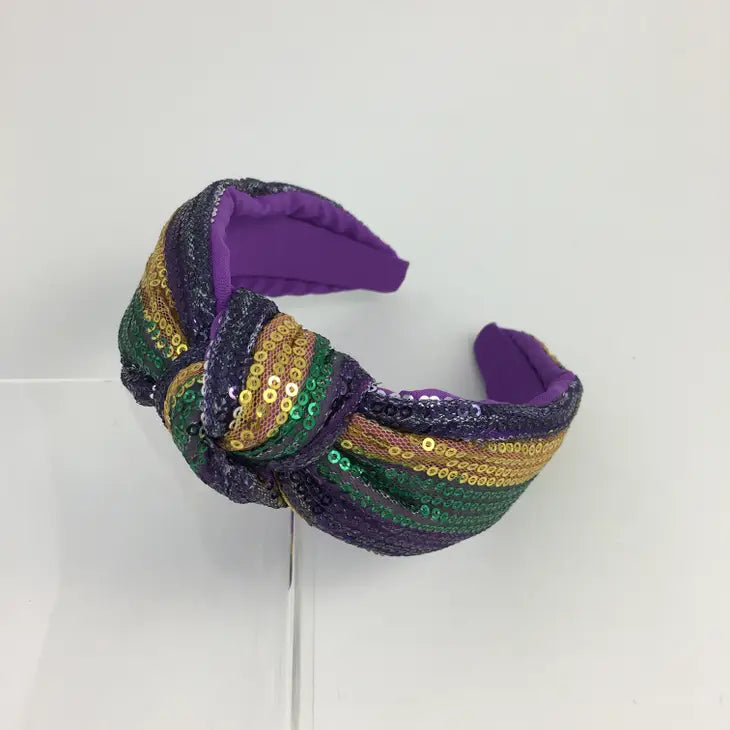 Mardi Gras Sequin Knot Headband