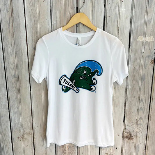Tulane Angry Wave Women's Crew-White