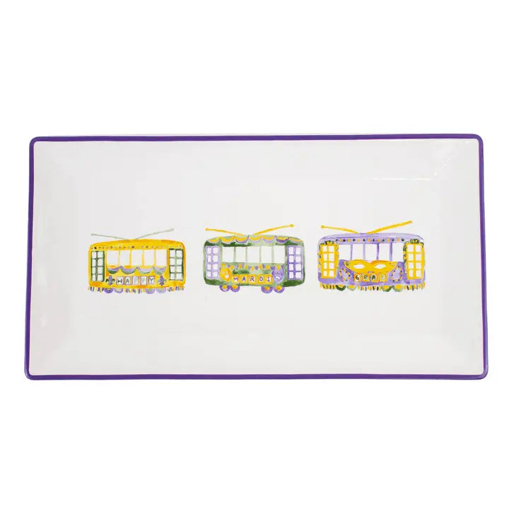Mardi Streetcar Rectangle Platter