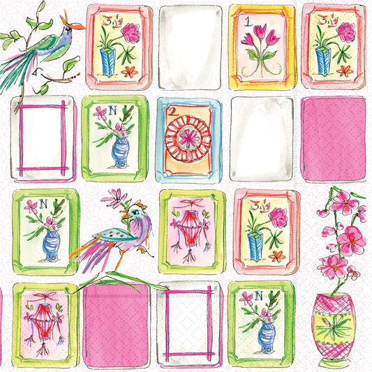 Paper Cocktail Napkins 20 Ct Mahjong Pink Rosanne Beck - The Season Boutique
