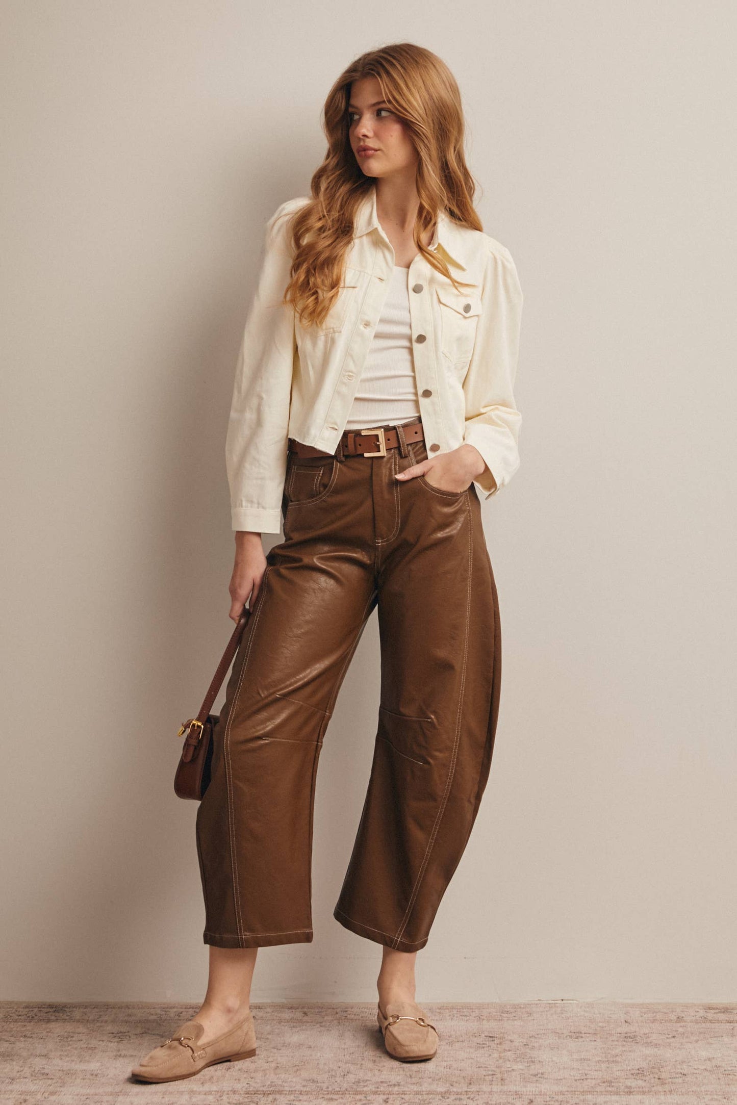 Lightweight Twill Puff-Sleeve Cropped Jacket - The Season Boutique