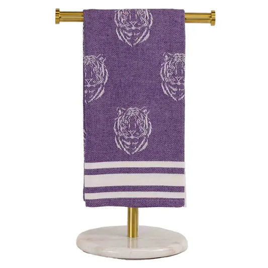 Jacquard Tiger Hand Towel Purple/White 20x28