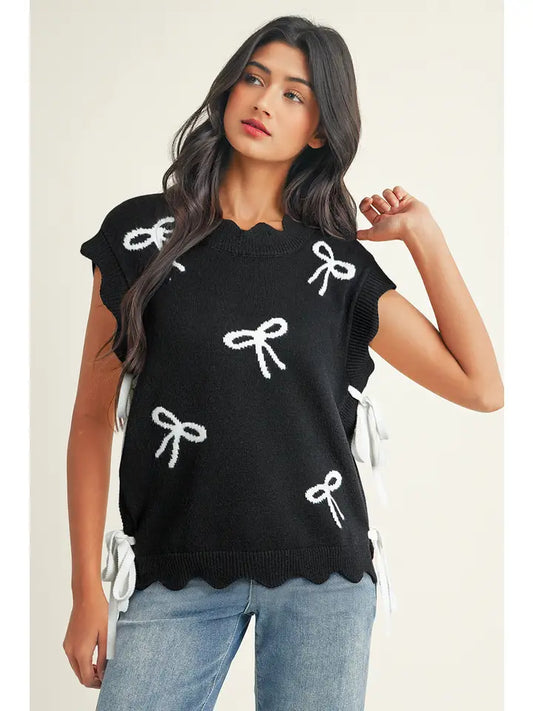 Bow Side Tie Hem Sweater