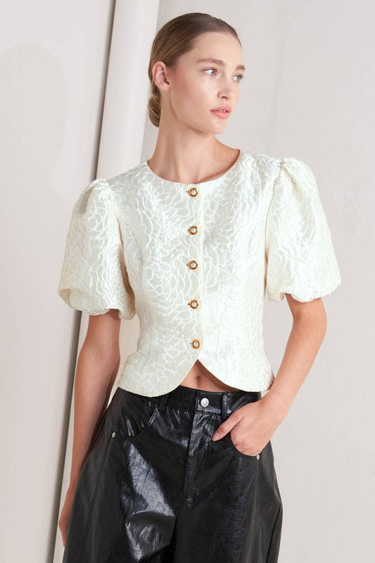 A textured woven top