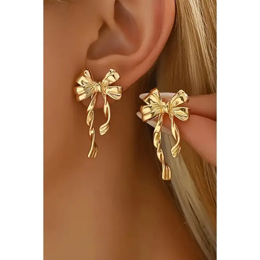 Bow Knot Plated Alloy Stud Earrings