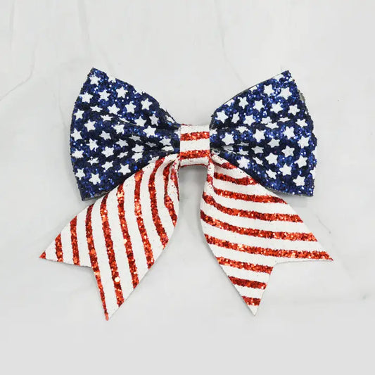 Glitter American Flag Bow Hair Clip