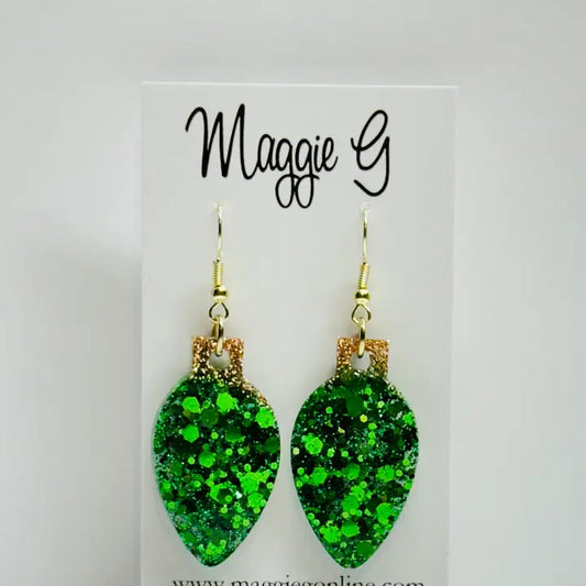 Green Light Bulb Earrings