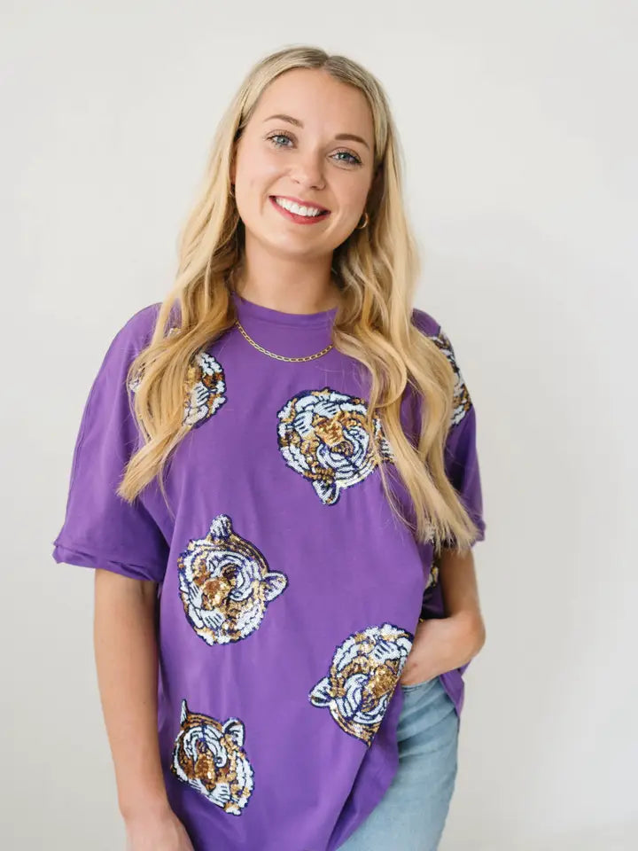 Game Day Tigers Sequin Top