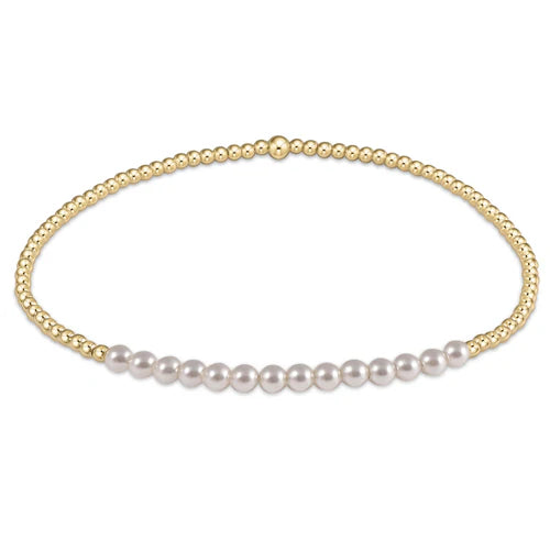 Gold Bliss 2mm Bracelet - Pearl