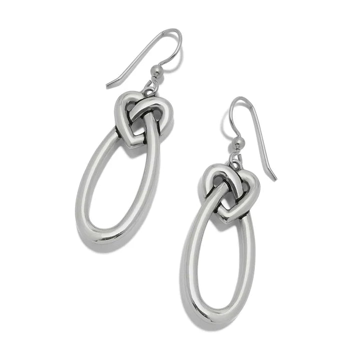 Silver Interlok Linked Hearts French Wire Earrings