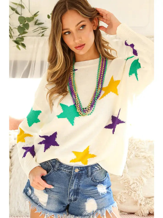 Mardi Gras Star Sweater