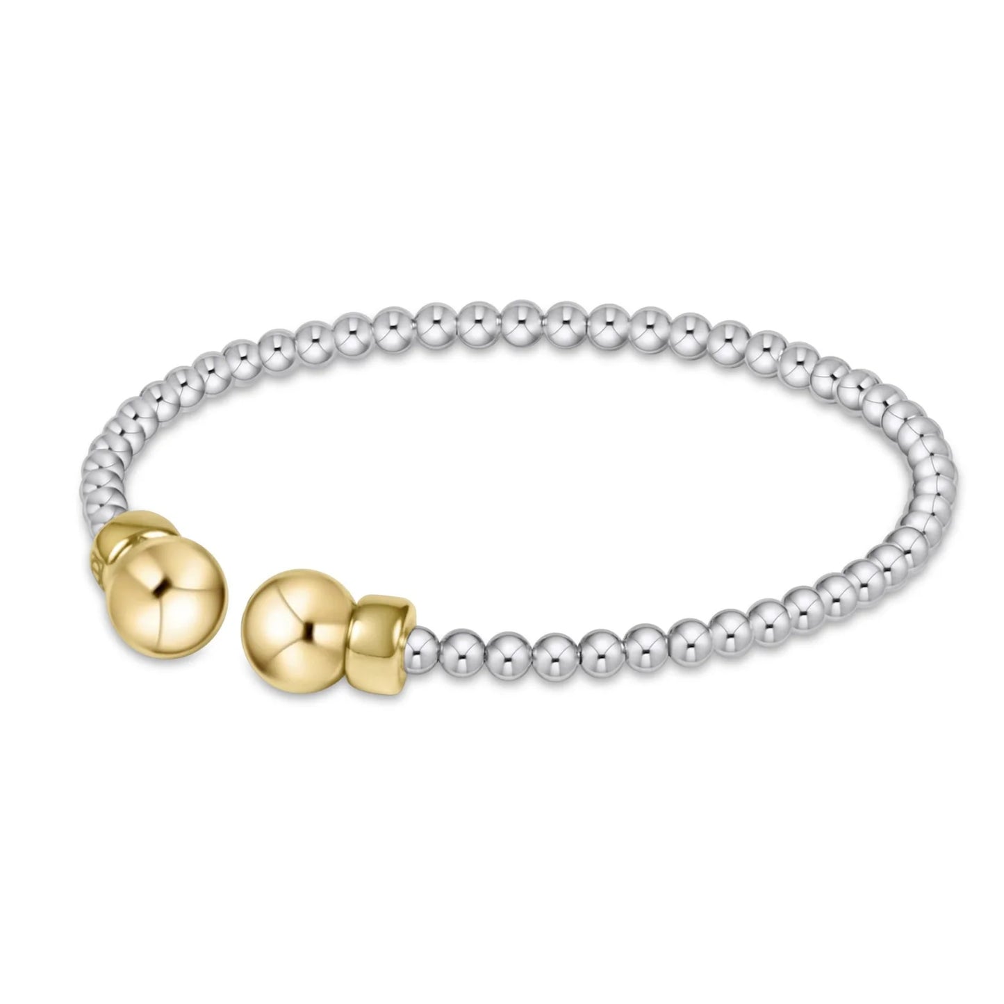 classic sterling mixed metal 3mm bead cuff- gold