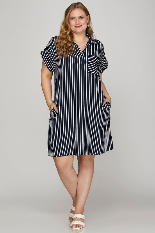 STRIPED SHIRT MINI DRESS