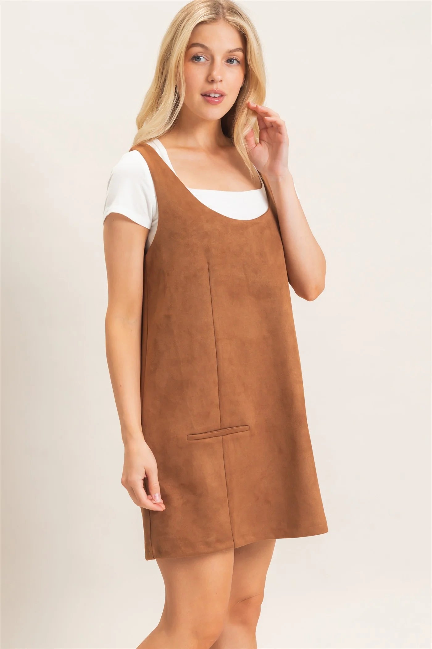 Sleeveless Suede Mini Dress