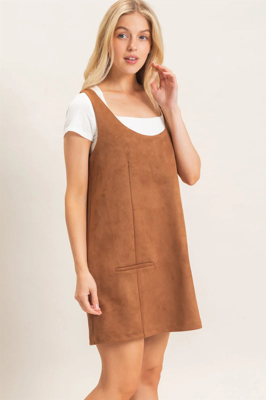 Sleeveless Suede Mini Dress - The Season Boutique