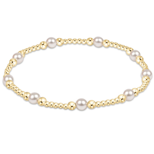 Classic Purpose Pattern 4mm Bead Bracelet -Pearl