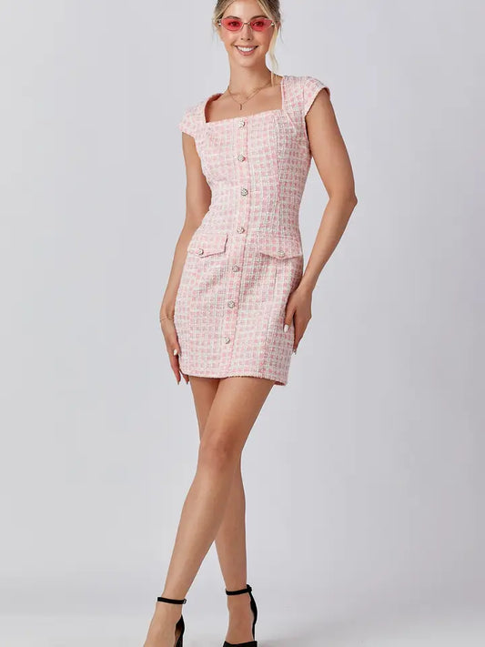 Jacquard Flower Mini Dress