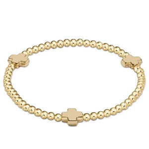 Extended -Signature Cross Gold  3mm Bracelet - Gold