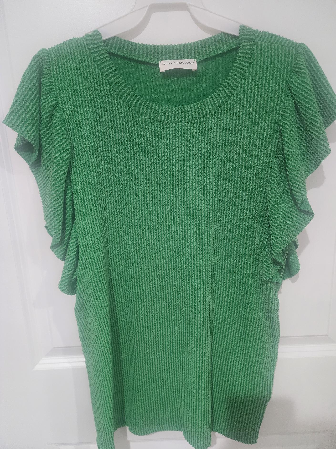 Simple and Plain Rib Top - Green
