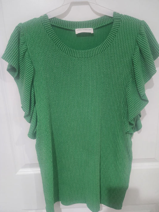 Simple and Plain Rib Top - Green