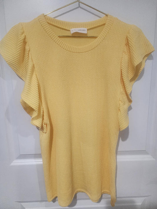 Simple and Plain Rib Top - Yellow