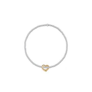 Classic Sterling Mixed Metal 2.5MM Bead Bracelet, Love Gold  Charm