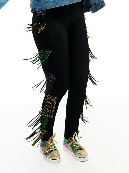 Mardi Gras Tassel Leggings