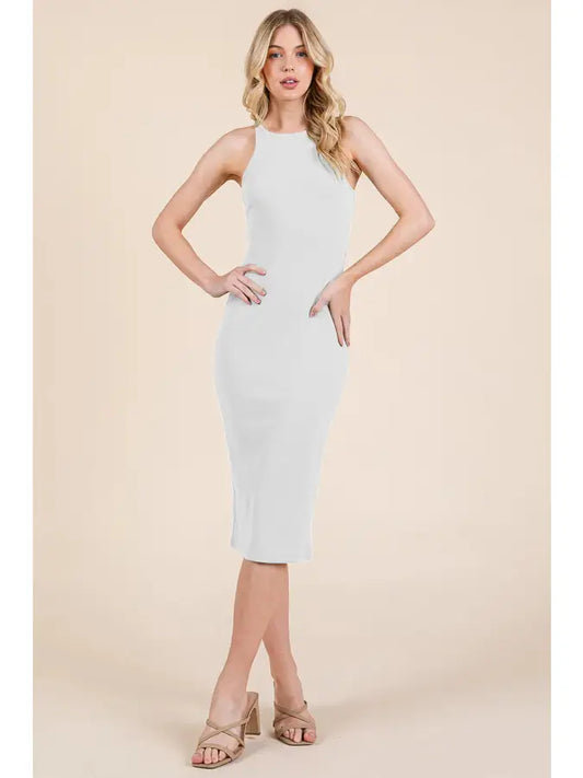 Solid Rib Midi Dress