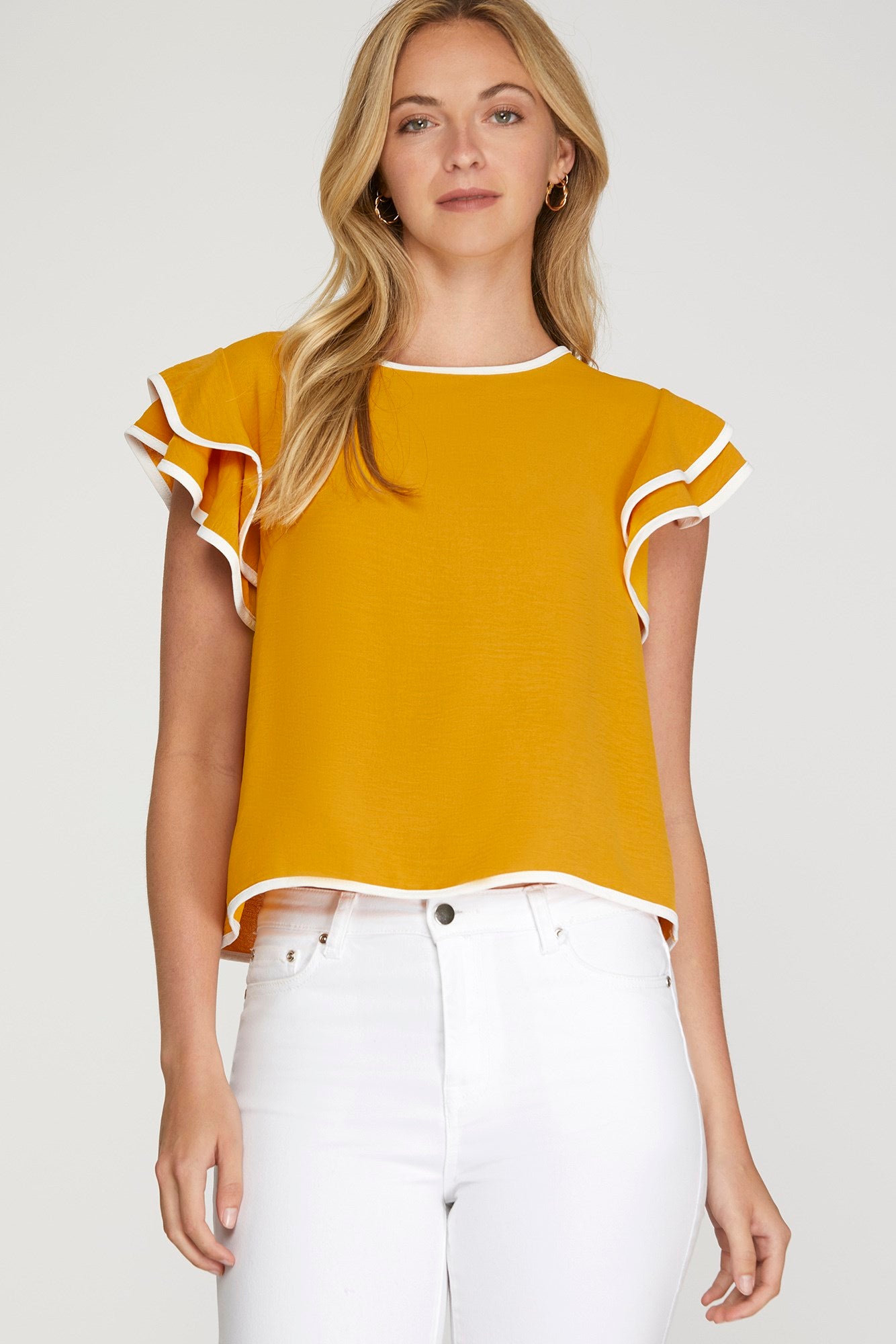 GAME DAY RUFFLE SLEEVE TOP